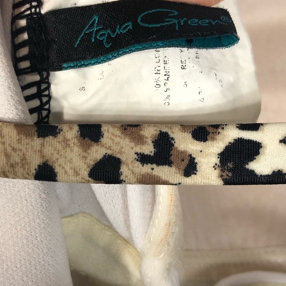 Aqua Green S Leopard Print One Piece Swim Suit N Neck Ruching - Picture 6 of 7